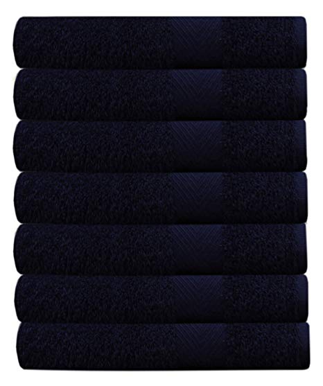 Cotton Craft - 7 Pack Navy Color Bath Towels - 100% Ringspun Cotton - 27x52 – Light Weight 450 Grams - Quick Drying and Highly Absorbent- Ideal for Daily Use
