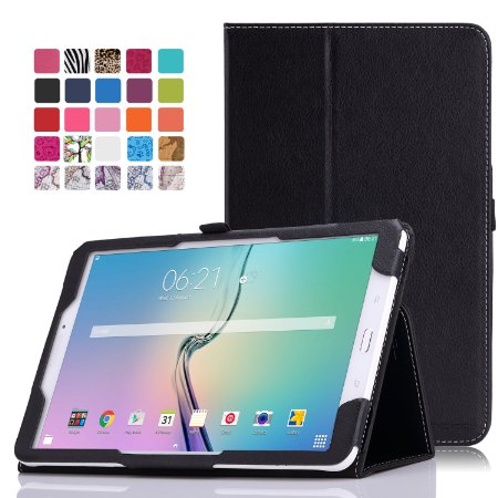 MoKo Samsung Galaxy Tab E 9.6 Case - Slim Folding Cover for Samsung Galaxy Tab E / Tab E Nook 9.6 Inch 2015 Tablet (Fit Both WiFi and Verizon 4G LTE Version), BLACK