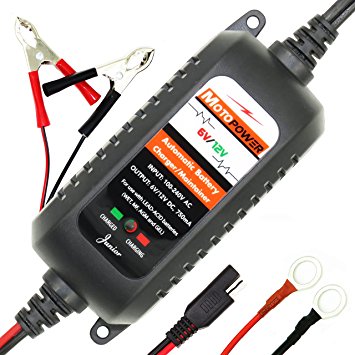 Motopower MP00205 6V / 12V .75A Automatic Battery Charger / Maintainer for Automotive