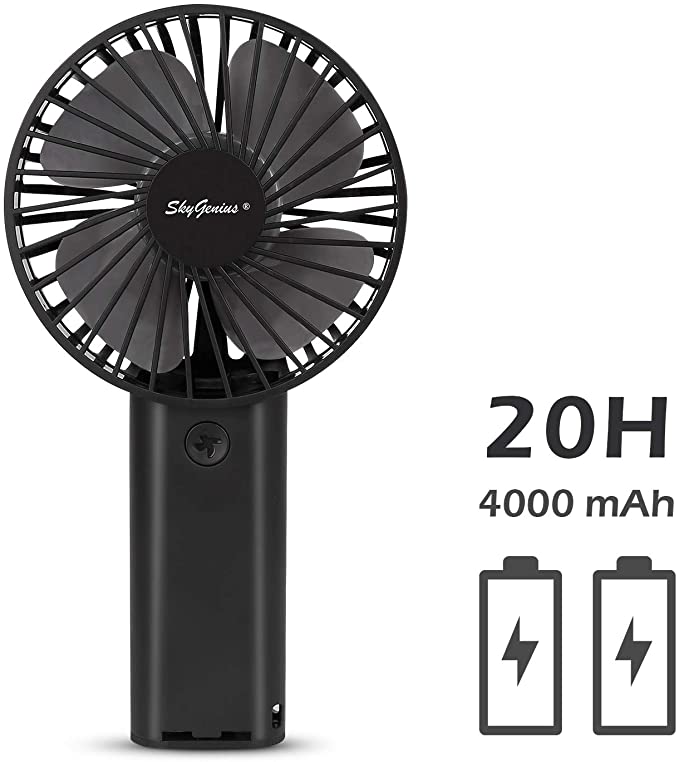 Portable Handheld Fan, 4000mAh Rechargeable Battery/USB Operated Mini Cooling Fan for Home Office Outdoors Travel