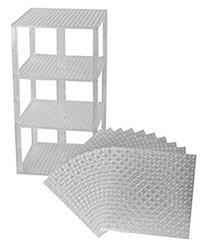 Strictly Briks Classic Stackable Baseplates 6" x 6" Brik Tower by 100% Compatible with All Major Brands | Building Bricks for Towers, Shelves and More | 10 Base Plates & 80 Stackers| Clear