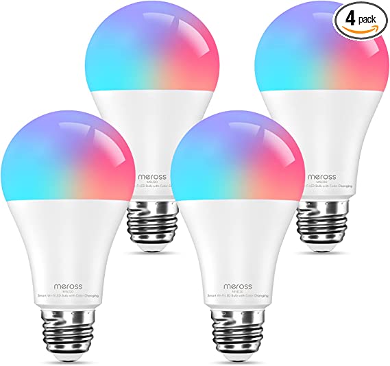 meross Smart Light Bulb, Smart Wi-Fi LED Bulbs Compatible with Alexa and SmartThings, Dimmable E26 Multicolor 2700K-6500K RGBWW, 810 Lumens 60W Equivalent, No Hub Required