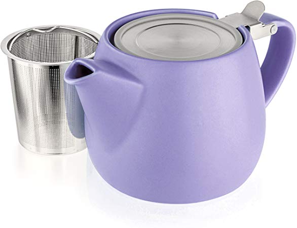 Tealyra - Pluto Porcelain Small Teapot Violet - 18.2-Ounce (1-2 Cups) - Stainless Steel Lid and Extra-Fine Infuser to Brew Loose Leaf Tea - 540ml