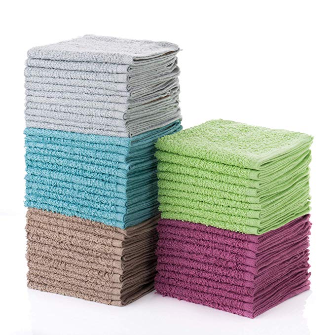 Simpli-Magic 79148 Multi Washcloths-Pack of 60-Size 12 x 12-5 Colors Included, 12” x 12, 60 Piece
