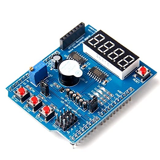 HiLetgo Multi-Function Shield ProtoShield Multi-functional Expansion Board Sensor Shield Module with Four Digital Display for Arduino