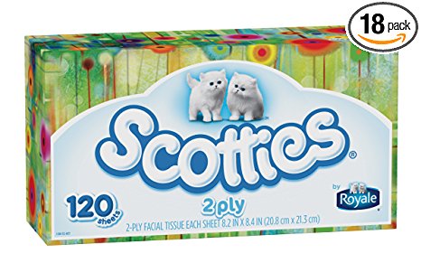 Scotties 2-Ply Facial Tissue, 120 Count (Pack of 18)