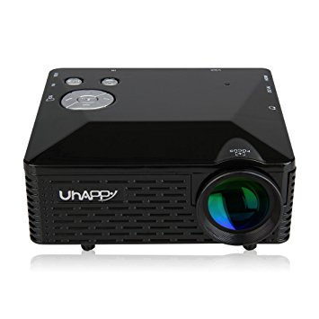 Uhappy Pico Mini LED Multimedia Home Theater Cinema Video Projector 320x240 with USB AV VGA SD HDMI Inputs -Black