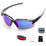 Shieldo Polarized Sports Sunglasses for Men and Women Golf Fishing Running Cycling with Interchangeable Lenses Tr90 Frame