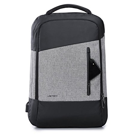 JSVER Waterproof Laptop Backpack Smart Business Rucksack with USB Port for Computer Laptop up to 15.6 Inches,Black-grey