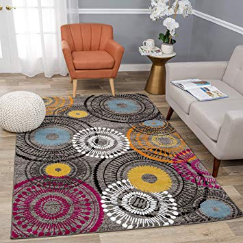 Rugshop Contemporary Circles Area Rug, 7' 10" x 10' 2", Multi