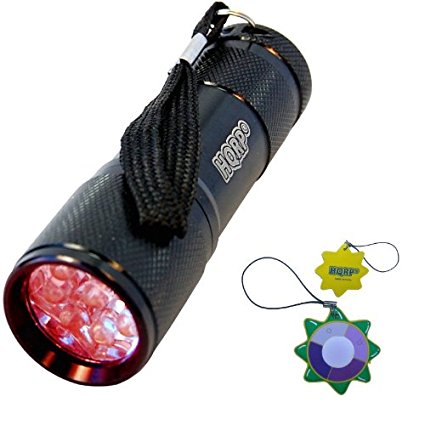 HQRP 9 LEDs Red Light Flashlight for Night Astronomy Viewings or "Star Party" / Night-Time Astronomy / Astronomy Hobby / Aviation / Night Vision plus HQRP UV Meter