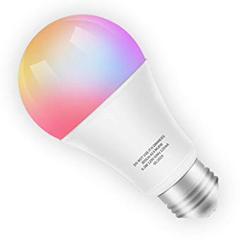 Smart LED Bulb WiFi E26 Dimmable Multicolor Light Bulb Compatible with Alexa, Echo, Google Home and IFTTT No Hub Required, A19 60W Equivalent RGBW Color Changing Bulb (9.5W), UL Listed (1Pack)