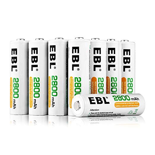 EBL 16 Pack AA 2800mAh Rechargeable Batteries with Battery Storage Case