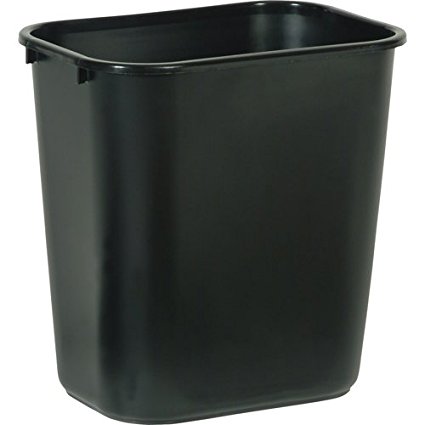 Rubbermaid Commercial FG295600BLA Plastic Deskside Wastebasket, 28-1/8-quart, Black