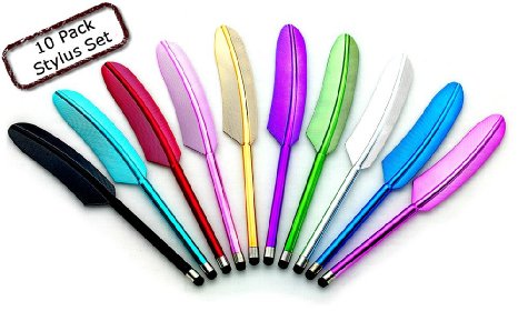 10 Pack Feather Stylus for All Touchscreen Devices for iPad,iPhone,Google Tablets and More!!