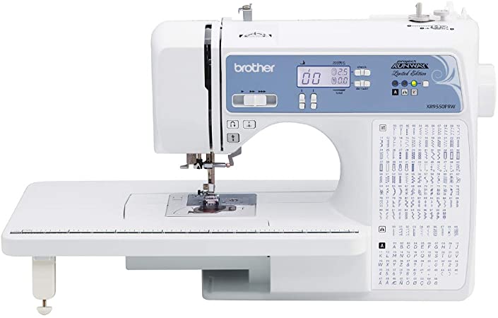 Brother, Computerized Sewing Machine, XR9550PRW, Project Runway Limited Edition, 110 Built-in Utility, LCD Screen, Hard Case, 8 Included Feet, White