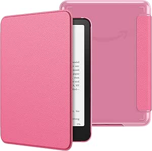 MoKo Case for All-New 7" Kindle Paperwhite 12th Generation 2024&Kindle Colorsoft Signature Edition 2024, Ultra Lightweight Transparent PC Back Cover Light Shell with Auto Wake/Sleep, Magenta