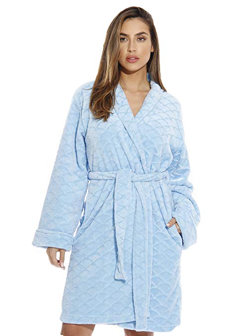 Just Love Kimono Robe/Velour Scalloped Texture Bath Robes for Women