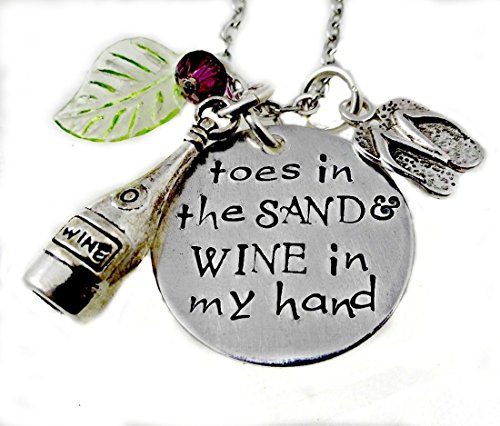 Toes In the Sand and Wine In My Hand Necklace Beach Wine Lover