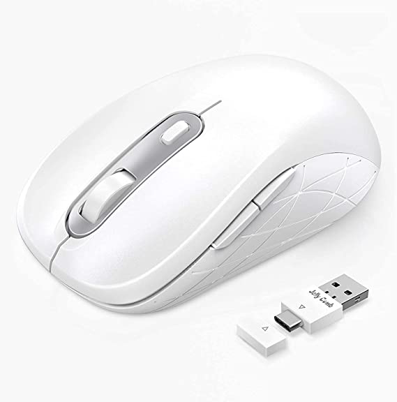 Wireless Mouse Type C 2.4G Jelly Comb Computer Mouse for Laptop with Adjustable DPI 1000/1600/2400 Level Mouse Wireless with PC/Desktop/Windows/MAC OS of Mac Mouse (White)