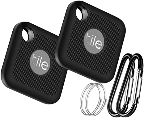 2Pack Silicone Protector Case for Tile Pro Item Finder 2020 and Tile Pro 2018, Anti-scratch Tile Pro Protective Cover Protector Case with Carabiner Keychain (Black)