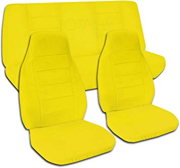 Designcovers 1997-2006 Jeep Wrangler TJ Solid Color Seat Covers: Yellow - Full Set: Front & Rear (22 Colors) 1998 1999 2000 2001 2002 2003 2004 2005 2-Door Complete Back Bench