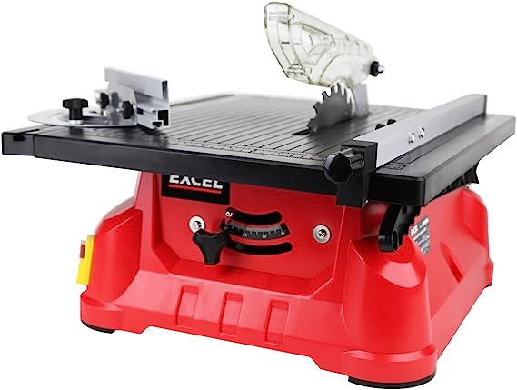 Excel 210mm Electric Table Saw 900W 240V ~ 50Hz - No Load Speed 4800/min - Circular Saw Functions - Bench Saw - Parallel Fence - Rip Fence and mitre Guide - UK Plug