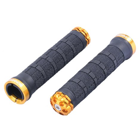 Bonmixc Mountain Bike Grips Aluminum Alloy Locking Ring Bike Handlebar Grips For MTB BMX Floding Bike