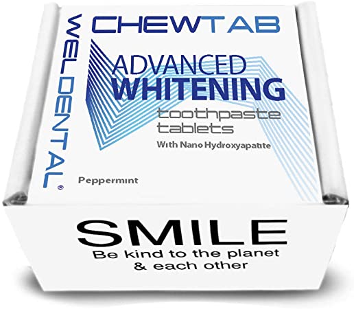 Chewtab Advanced Whitening Toothpaste Tablets with Nano-Hydroxyapatite, Peppermint Refill 180 Count