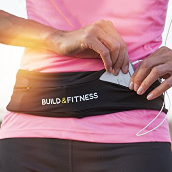 Running Belt, Fitness Belt, Flip Waist Belt with Key Clip, Fits iPhone 6 & 7 plus. In 4 colours. Unisex. For Gym Workouts, Exercise, Cycling, Walking, Jogging, Yoga, Sport, Travel & Outdoor Activities