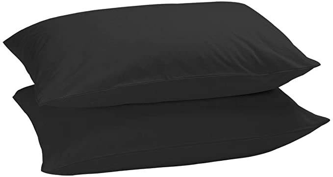 Comfy Basics 2 Pack Brushed Microfiber Bedding Pillow Cases (Black, King)