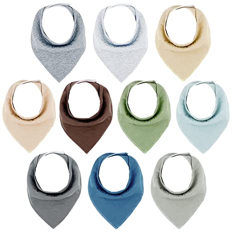 Baby Bandana Drool Bibs for Drooling and Teething 10 Pack Organic Cotton Baby Bibs for Girls Boys Stylish Baby Drool Bibs