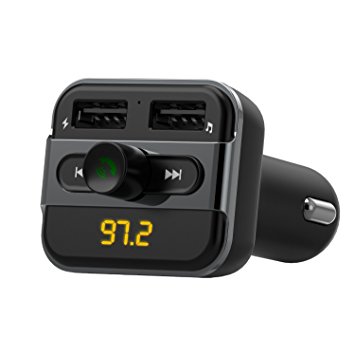 FM transmitter 2USB Annbully In-Car Wireless Audio 3.4A Car Charger Radio Adapter Bluetooth Handsfree and MP3 Player
