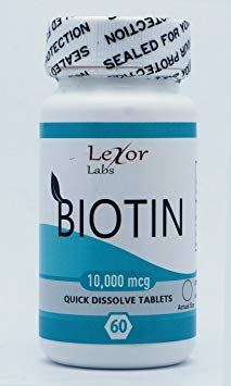 Lexor Labs Biotin Quick Dissolve Tablets - Healthy Hair Skin & Nails Vitamins - 10000 Mcg, 60Count