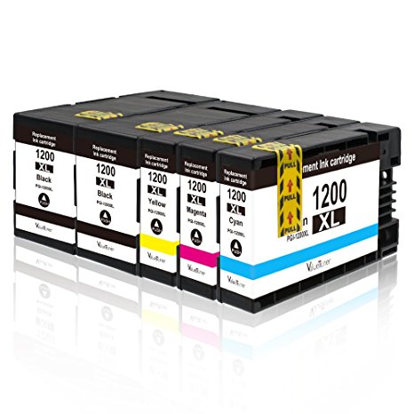 Valuetoner Replacement PGI-1200 XL 1200XL Compatible Ink Cartridge for Maxify MB2320 MB2020 MB2350 MB2050 MB2120 MB2720 Inkjet Printer, 5 Pack (2 Black, 1 Cyan, 1 Magenta, 1 Yellow)