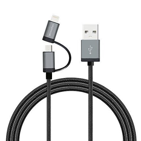 Segawoot Apple MFi Certified Lightning Connector and Micro USB Nylon Braided ChargingSYNC Cable for iPhones iPads Samsung Galaxy S6 S5 and other micro USB enable devices12 Meter Black