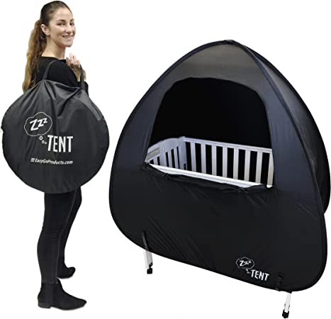 ZZZ Mini Crib Sleeping Canopy Cover Instant Tent – Great at Home and Travelling - Compatible with Dream On Me, Delta, Davinci & Graco Travel Crib & Others… Portable and Patented - Black