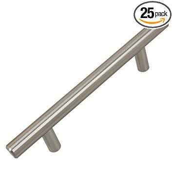 GlideRite Hardware 5001-96-SS-25 3.75 inch CC Stainless Steel 6.125 inch Long Solid Handle Bar Pulls 25 Pack, 3.75", Finish