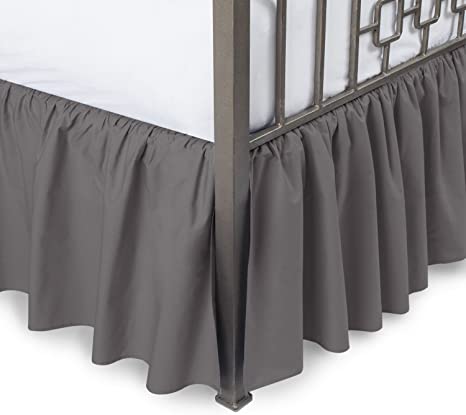 Ruffled Bed Skirt with Split Corners - Full, Dove Grey, 14 Inch Drop Bedskirt (Available in and 16 Colors) - Blissford Dust Ruffle