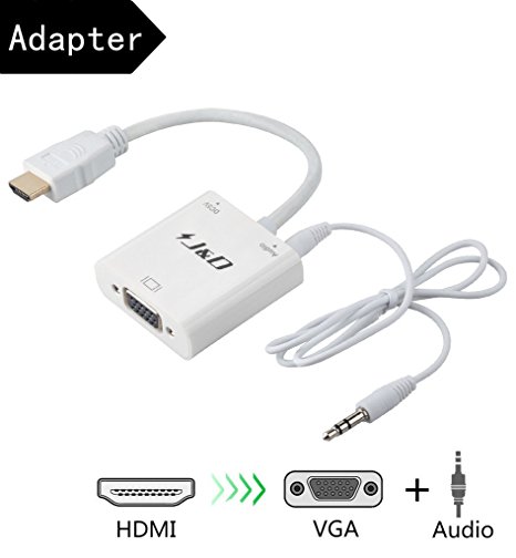 J&D HDMI to VGA with Audio Cable Converter (Male to Female) - White