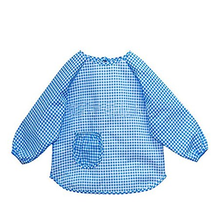 1PC Baby Todder Kids Children Long Sleeve Waterproof Art Smock Bib Apron Blue Color