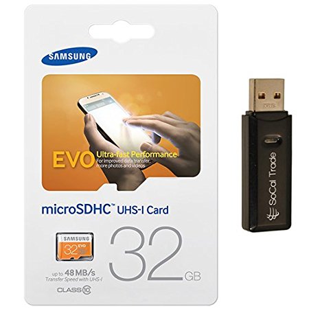 32GB Samsung MicroSD HC MicroSDHC Class 10 Memory Card 32G Plus (32 Gigabyte) for Samsung S5 with SoCal Trade, Inc. MicroSD & SD USB Card Reader