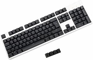 YMDK 105 German ISO Double Shot PBT Shine Through OEM Profile Keycap set Suitable for Cherry MX Switches Mechanical Keyboard (Black)