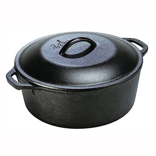 Lodge L10DOL3 Pre-Seasoned Dutch Oven with Dual Handles, 5-Quart (1, 5-Quart)