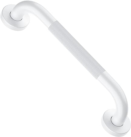 12 Inch Oil Rubbed White Shower Grab Bar w/ Anti Slip Grip, ZUEXT Stainless Steel Bath Grab Bar,Bathroom Balance Bar, Wall Mount Safety Handrail Support, Handicap Injury Elderly Senior Assist Handle