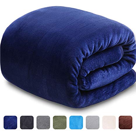 LEISURE TOWN Soft Blanket Queen Size All Season Fleece Blankets Lightweight Warm, Luxury Cozy Plush Throw Blanket for Sofa Bed Couch, 90 by 90 Inches, Royal Blue