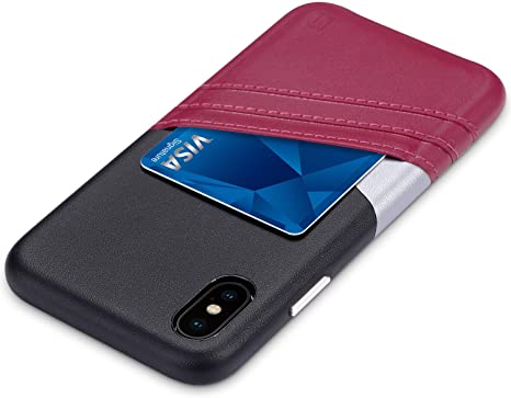 ULAK iPhone Xs Wallet Case, iPhone X Case with Card Holder, Slim Protective Hybrid Premium PU Leather Cover with Credit & ID Card Slot Compatible with Apple iPhone Xs/X 5.8", Black   Red