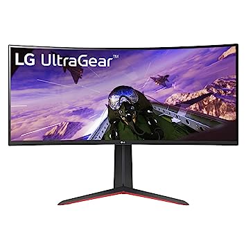 LG Ultragear 21:9 Curved Gaming Monitor 86.42 cm (34 Inch), QHD 3440 x 1440, 5ms, 160Hz, AMD FreeSync™ Premium, HDR 10, sRGB 99% (Typ.), Height Adjust Stand, DP, HDMI, Speaker, Headphone Out, 34GP63A