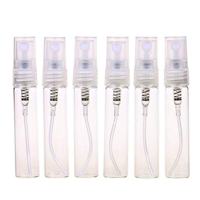YUFENG 6pcs Clear Mini Empty Refillable 5ML Travel Size Glass Spray Perfume Bottles Set