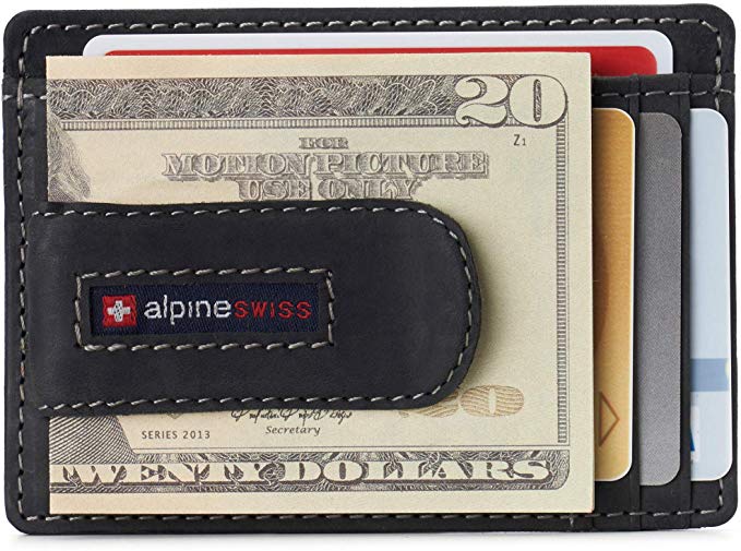 Alpine Swiss RFID Dermot Money Clip Front Pocket Wallet For Men Leather